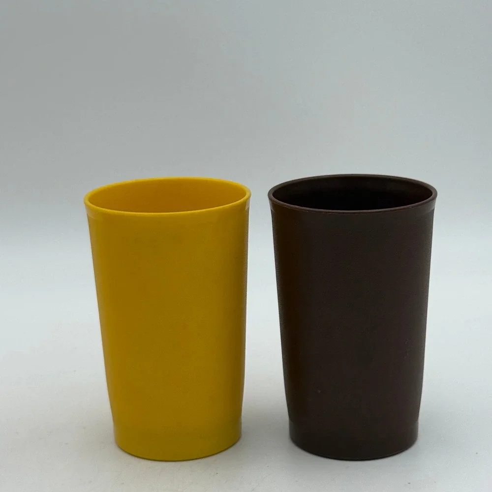 Vintage Tupperware Tumblers Set of 6 Harvest Colors Orange Yellow Green Brown